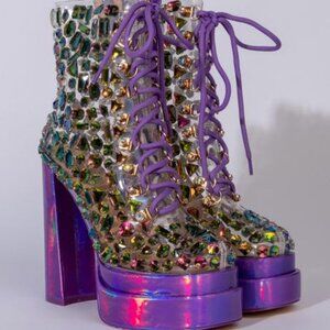 Colorful Gem-Studded Ankle Boots Azalea Wang
